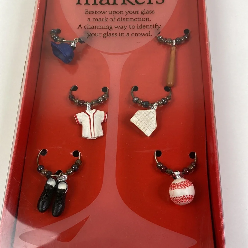 NEW Baseball Wine Markers set of 6